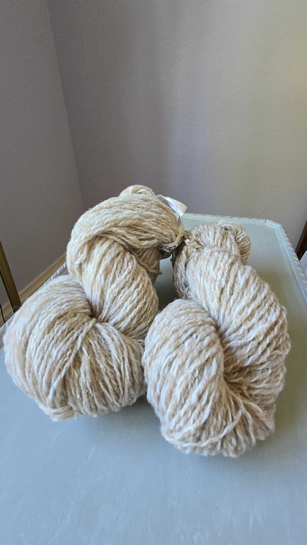 Romeldale wool/Columbia wool/angora yarn handspun by Sandy